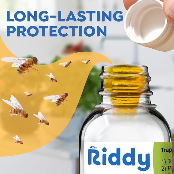 Riddy Fruit Fly Traps Non-Toxic, Ready-to-Use, Long-Lasting Solution for Fruit Flies in Kitchens and Food Preparation Areas, Pack of 2