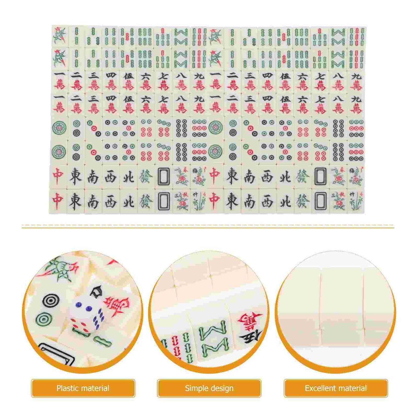 1 Juego de Juego de Mahjong Chino, Juego de Mahjong portátil for Viajes, Camping (Color : Colorful)