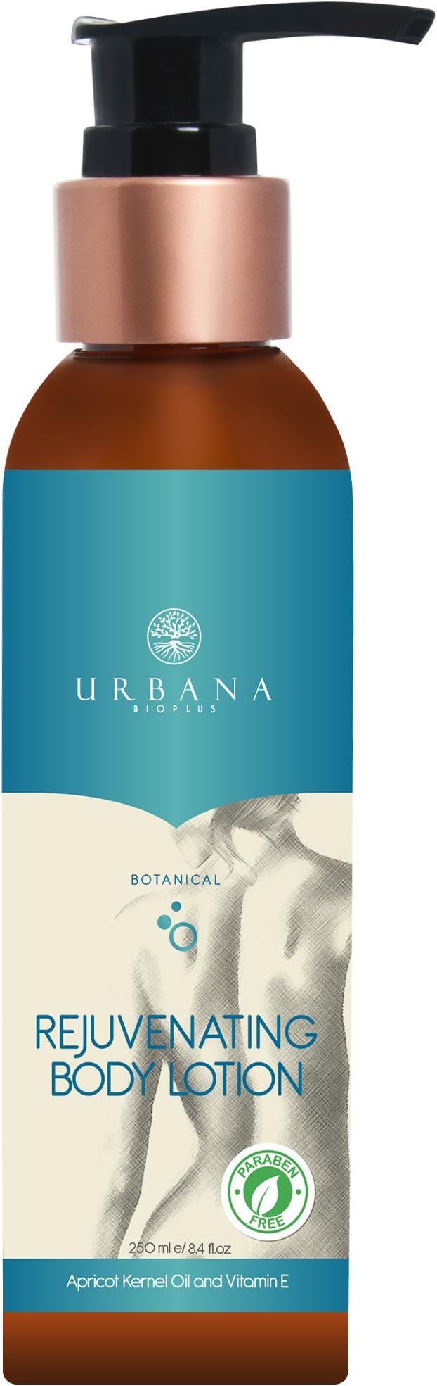URBANA BIOPLUS Botanical Rejuvenating Body Lotion, Cream Hand Natural Dry Skin Whitening Hydrating Smooth Moisturizing Nourishing Sensitive Paraben Free Skincare Beauty Women Men, 250 ml / 8.4 fl oz