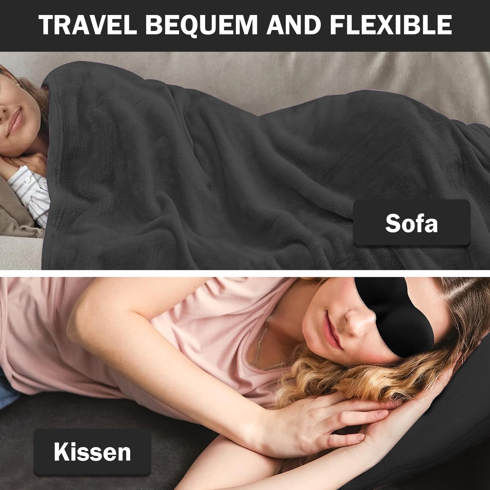 Reisedecke & Kissen 2-in-1 - 152x127 Cm Ultraleicht Für Flugzeug, Auto Und Büro