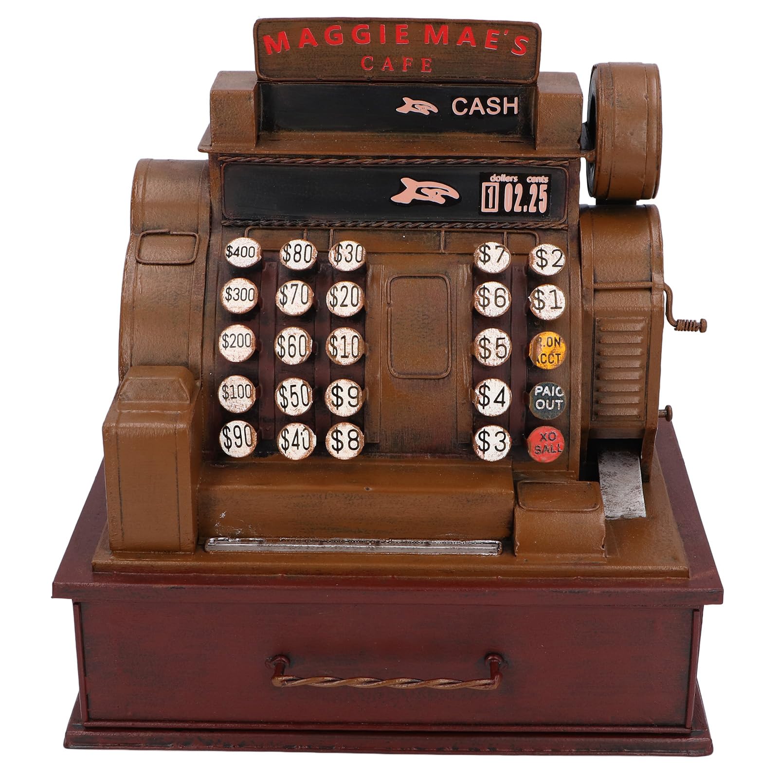 Caisse enregistreuse vintage style rétro multifonction pour bureau, marron