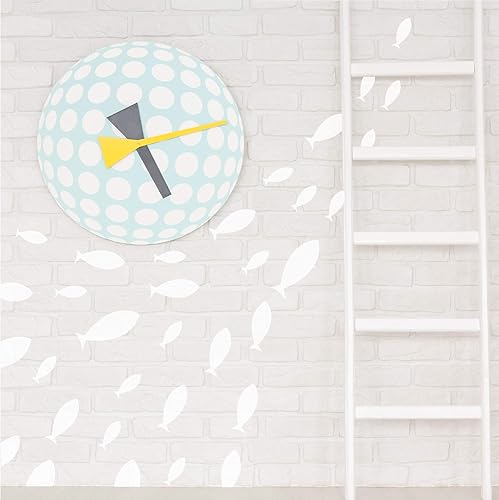 Miniatura 4 de Vinilo adhesivo de pared con diseño de pez oceánico, bajo el mar, para habitación de los niños, dormitorio, baño, cuarto de bebé, color blanco