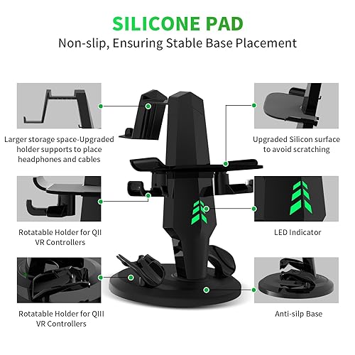 Miniatura 6 de G-STORY Base de carga para auriculares y controladores Quest 3Quest 3SQuest 2 VR, estación de carga VR con luces LED, soporte de carga rápida para