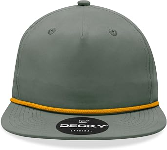5 Panel High Profile Relaxed Cotton Blend Rope Hat, Loden/Amber