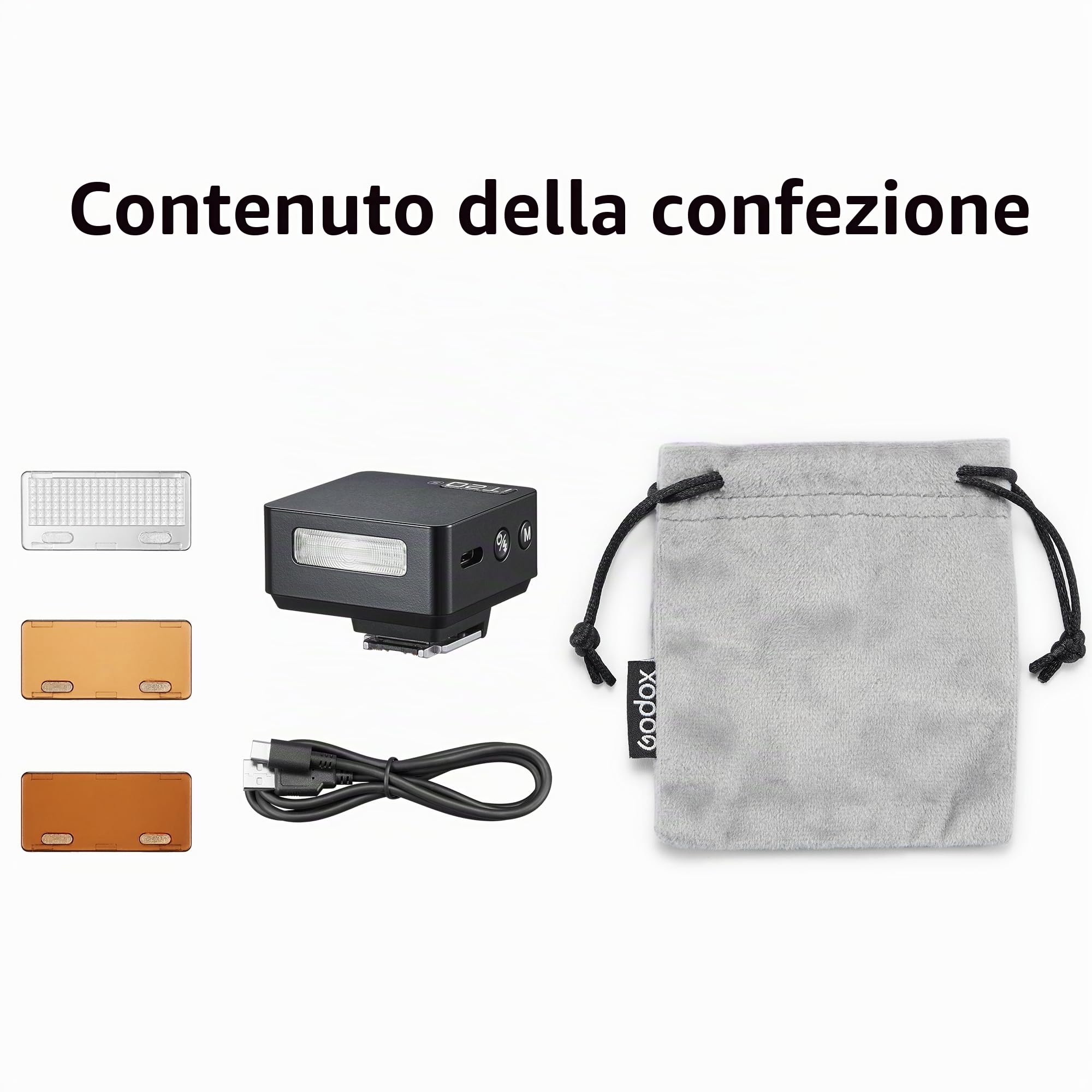 Godox iT20 C TTL Flash Speedlight 700 tempo di flash, tempo di riciclaggio 1,5 s, con filtri colorati magnetici per fotocamere Canon (nero, C)