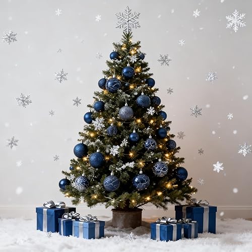 Miniatura 6 de LANGXUN 36pcs Midnight Blue Christmas Tree Decorations Balls, Bolas De Navidad, 2025 Christmas Decor, Indoor Outdoor Shatterproof Christmas Azul