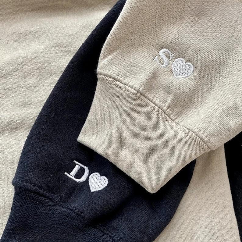 Personalized Embroidered Roman Numeral Hoodie With Date And Initial,Custom Couple Sweatshirt, Unisex White4