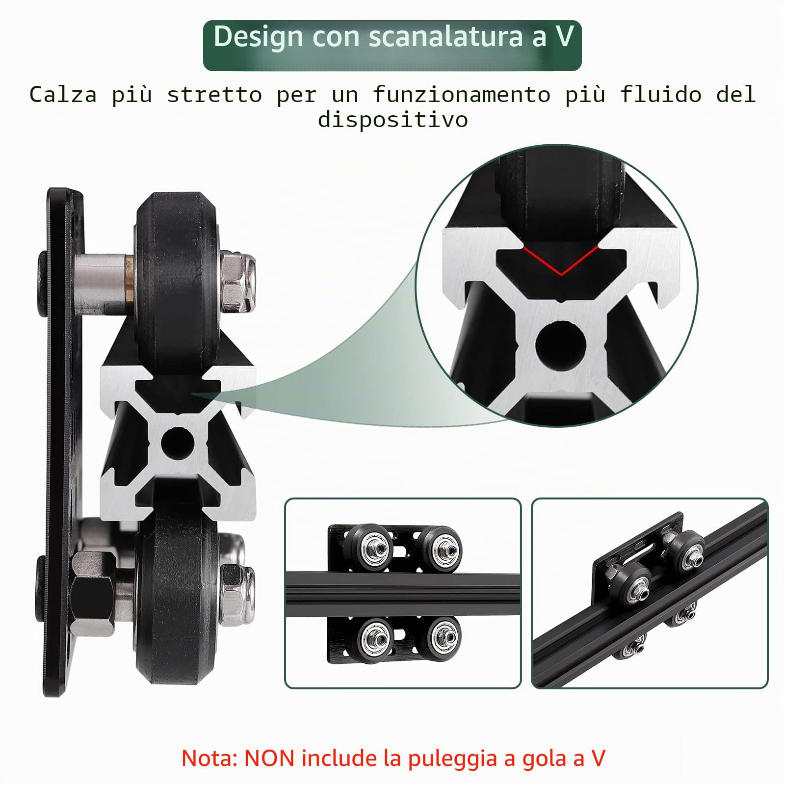 JiGiU 9 profili in alluminio con slot a V, 1000 mm, 2020, secondo lo standard europeo 6063-T5, superficie anodizzata, 20 x 20 V, tipo 6 mm, guida lineare per stampante 3D fai da te, macchine CNC (nero