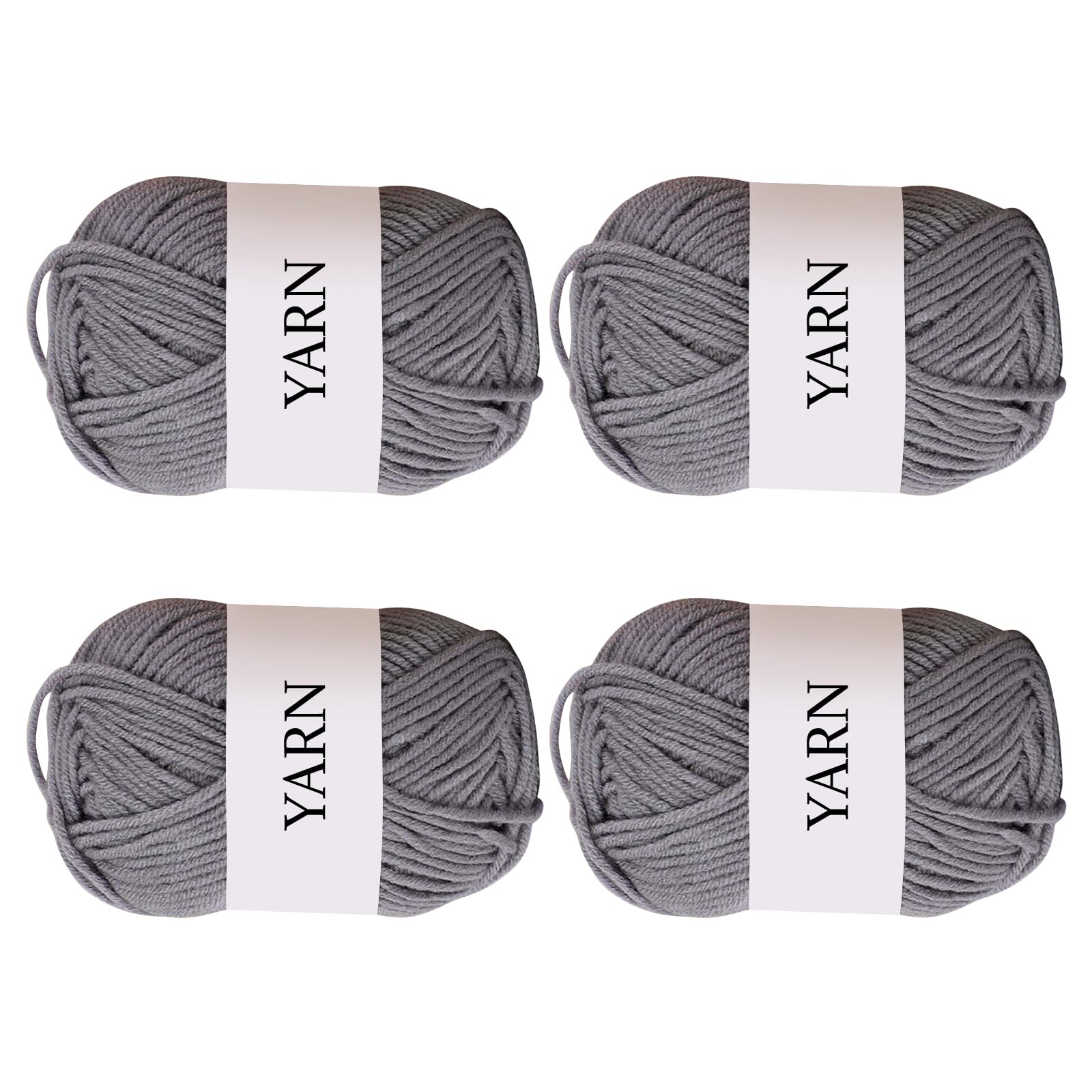 Aartner 4Pack Select Milk Cotton Yarn Craft Yarn Skeins, Crochet and Knitting Projects, Soft and Skin-Friendly for Small Yarn Projects Handcrafts 25g (Gray)