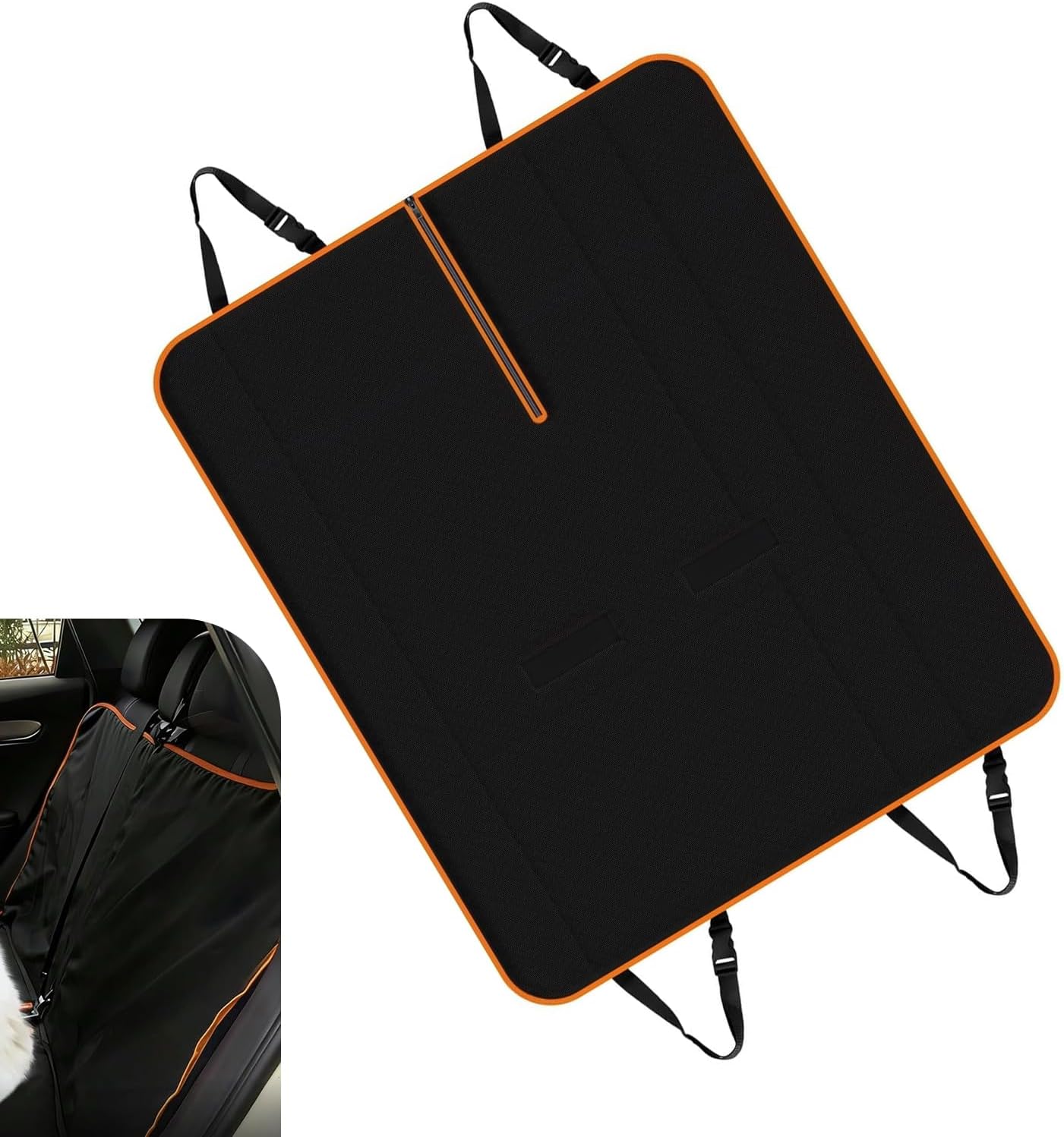 Dog Car Seats Cover, Waterproof Anti-tear Pet Seat Protector with Locked Straps, Scratch-resistant Non-shedding Dog Backseat Mat, Universal for Most Cars, Trucks, SUVs (Black)