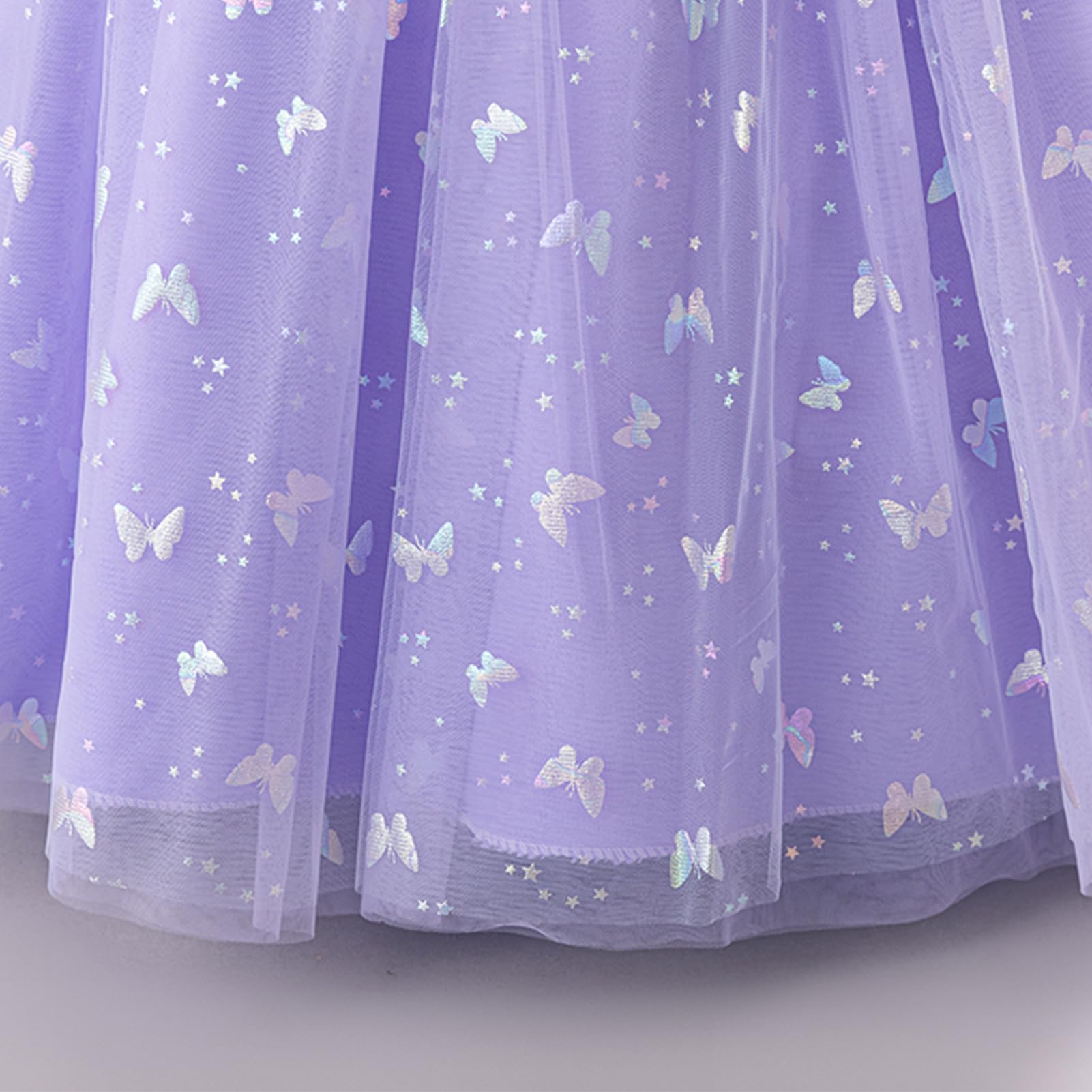 IWEMEK - Vestido de ceremonia para niña, sin mangas, cuello redondo, estampado de mariposas de tul – Falda de dama de honor para boda, cumpleaños, noche