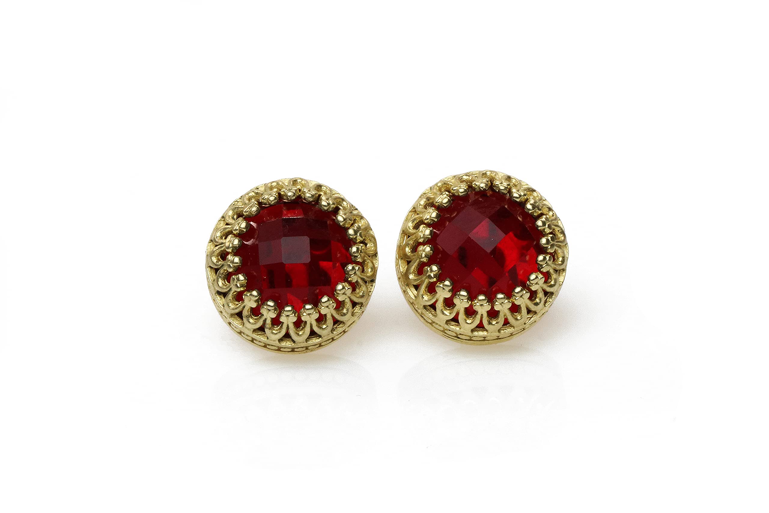 Orecchini Rotondo di Granato - Tutti i Giorni Orecchini di Moda per Donne - Moda Orecchini Gemma Stud - Gemma Rossa, Gennaio Pietra di Nascita Orecchini - Compleanno, Anniversario Gioielli Regali