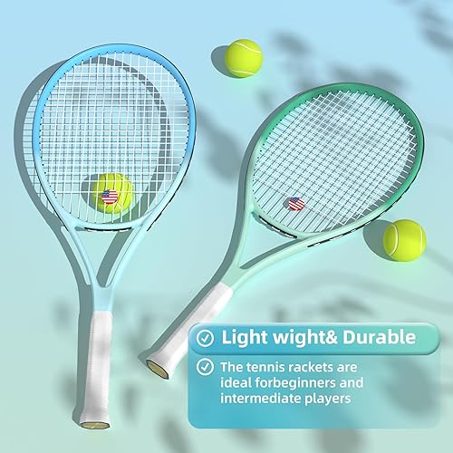 Miniatura 2 de Raqueta de tenis profesional para adultos, 2 jugadores de 27 pulgadas, raqueta de tenis de velocidad aceptable para principiantes y profesionales