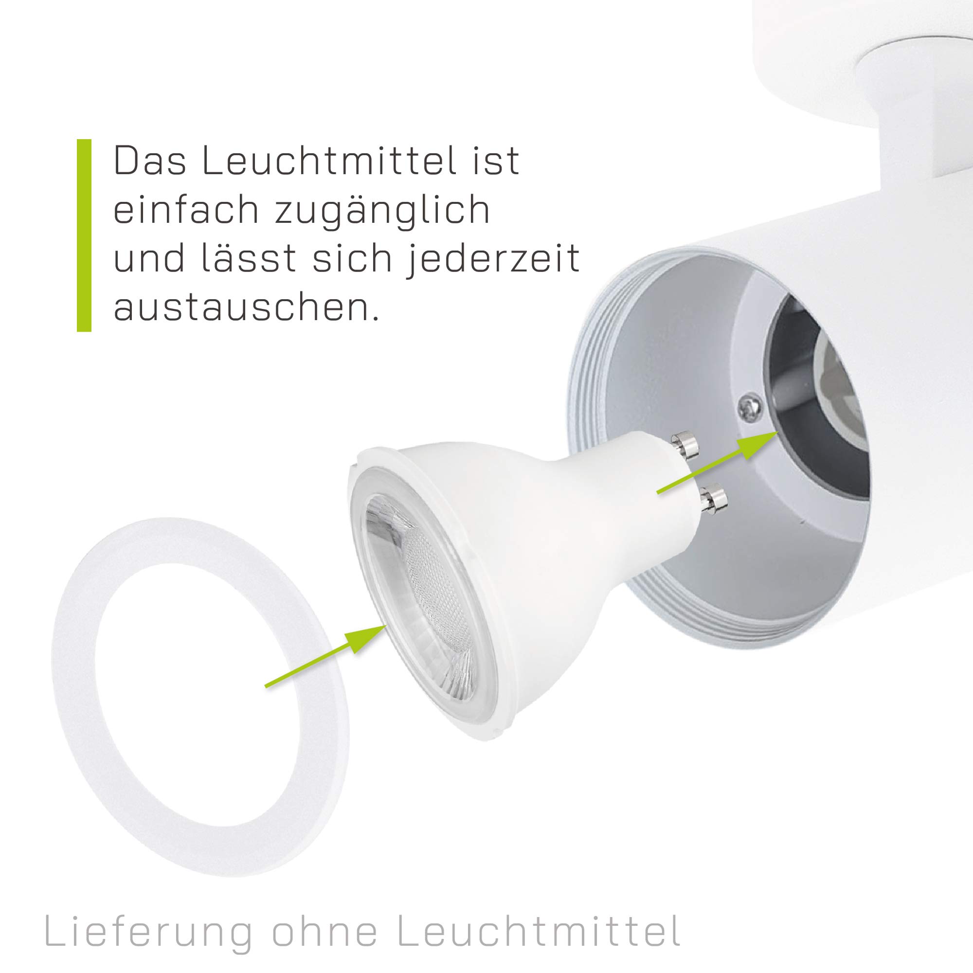 linovum TENJO Foco de pared orientable blanco redondo para 1 foco GU10 – Foco interior de techo de pared giratorio