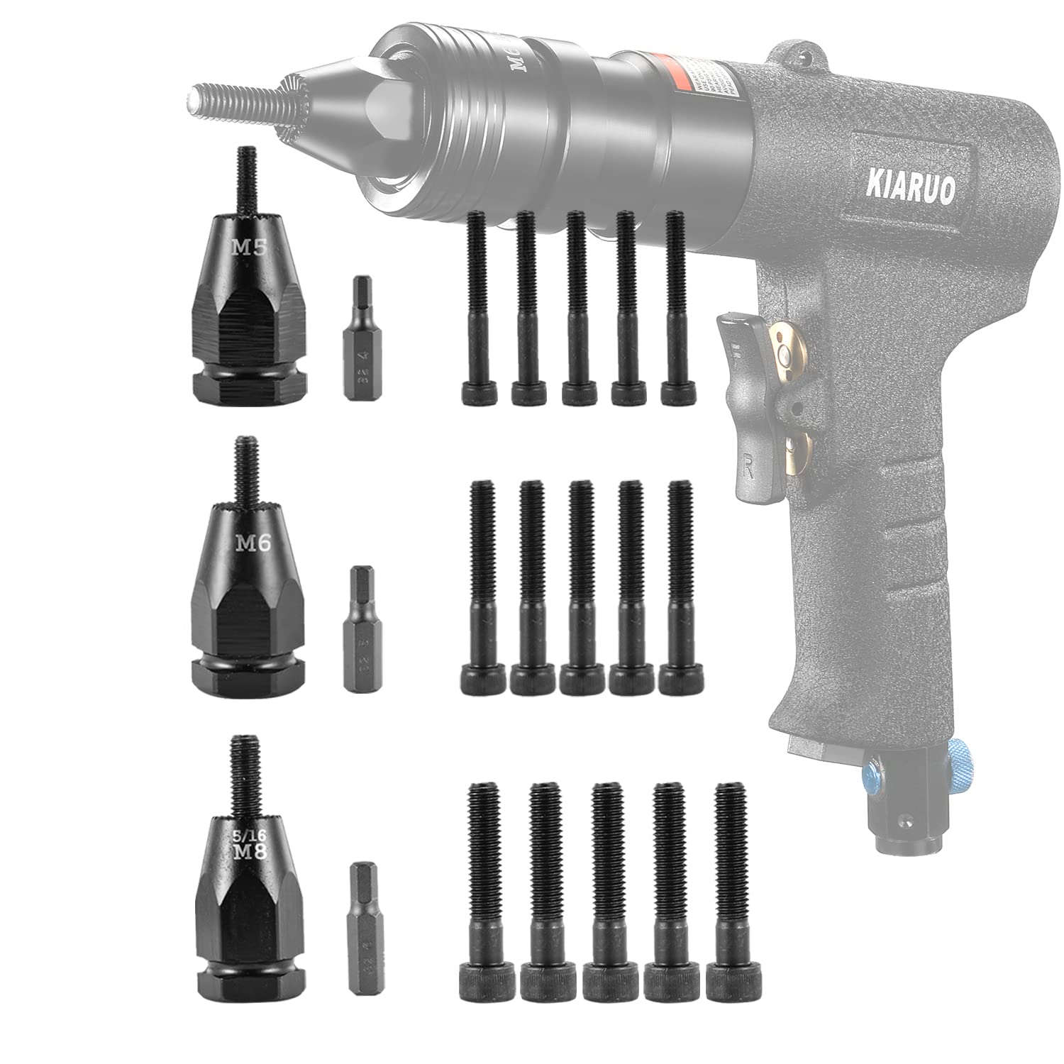 KIARUO M5 M6 M8 Metric SelfLocking Rivet Nut Gun Head with Replacement