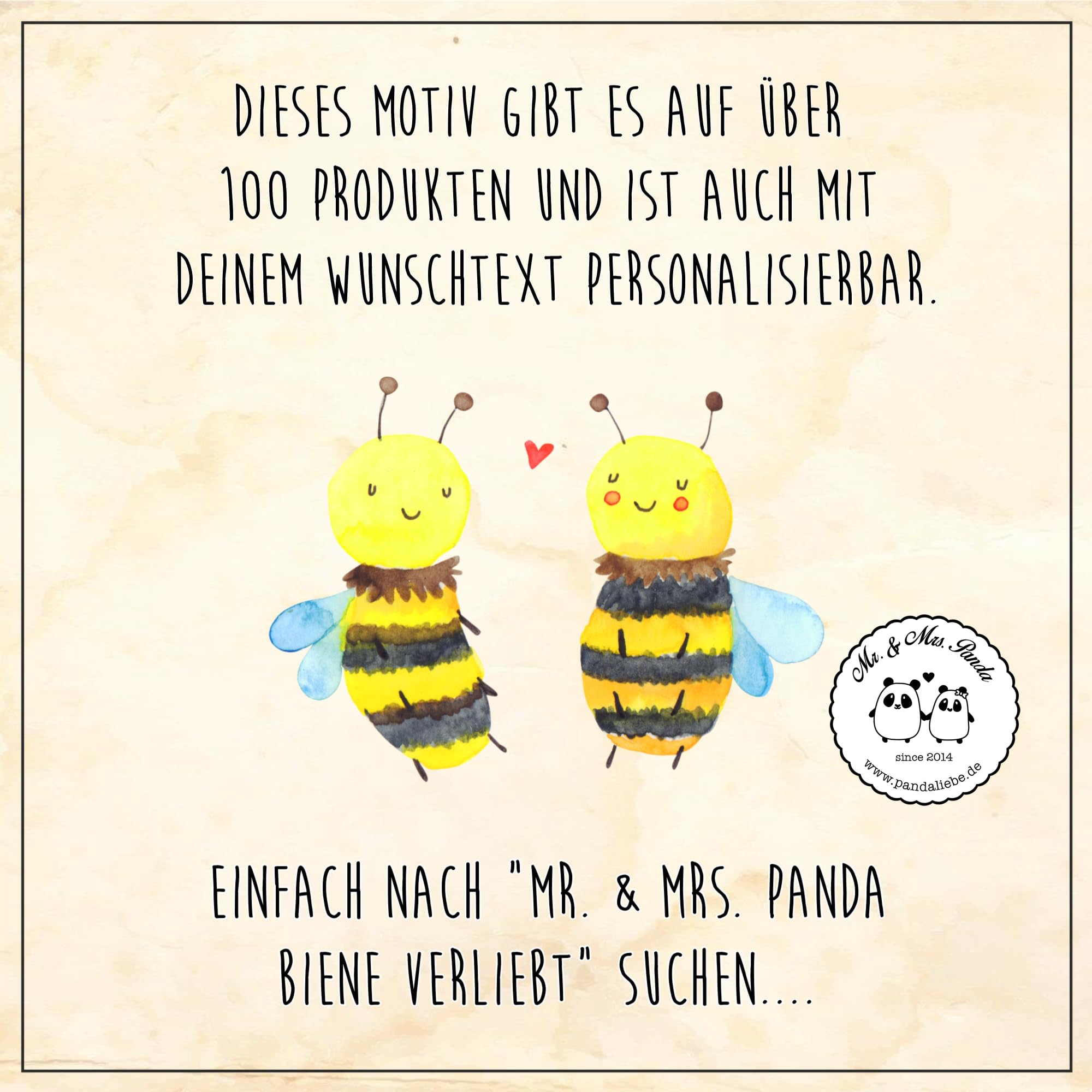 Mr. & Mrs. Panda Personalisierte Fußmatte Biene Verliebt 40 x 60 cm - Geschenke, Türmatte, Fußabtreter personalisiert, personalisierbar, Fussmatte