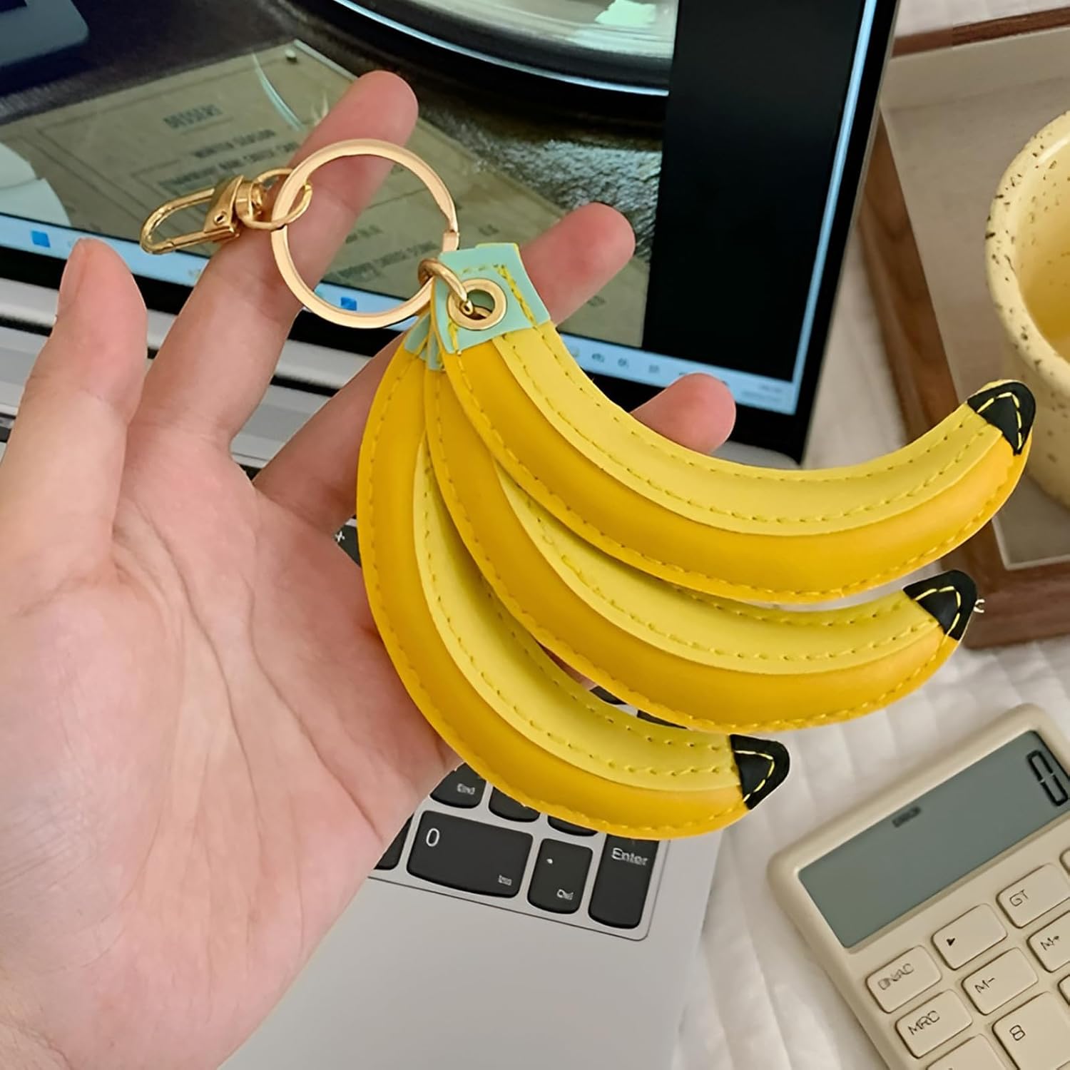 Leather Banana Keychain Bag Charm–Funny Keyring Charm for Women & Girls|Car Key Handbag Purse Backpack Tote Decor | Car Interior Decoration,Birthday Gifts - Image 5