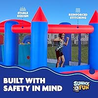 Vista 4 de Sunny & Fun Castillo hinchable inflable con doble tobogán – Resistente para la diversión al aire libre – Pared de escalada, toboganes, casa