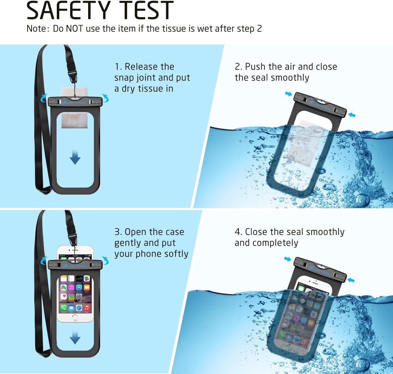 LENPOW Waterproof Phone Case, 4-Pack IPX8 Waterproof Phone Pouch Universal Clear Cell Phone Dry Bag for Water Games for iPhone 14 13 12 11 Pro MAX XS XR Plus Galaxy S22 S21 S20 Note Google UP to 7.5"