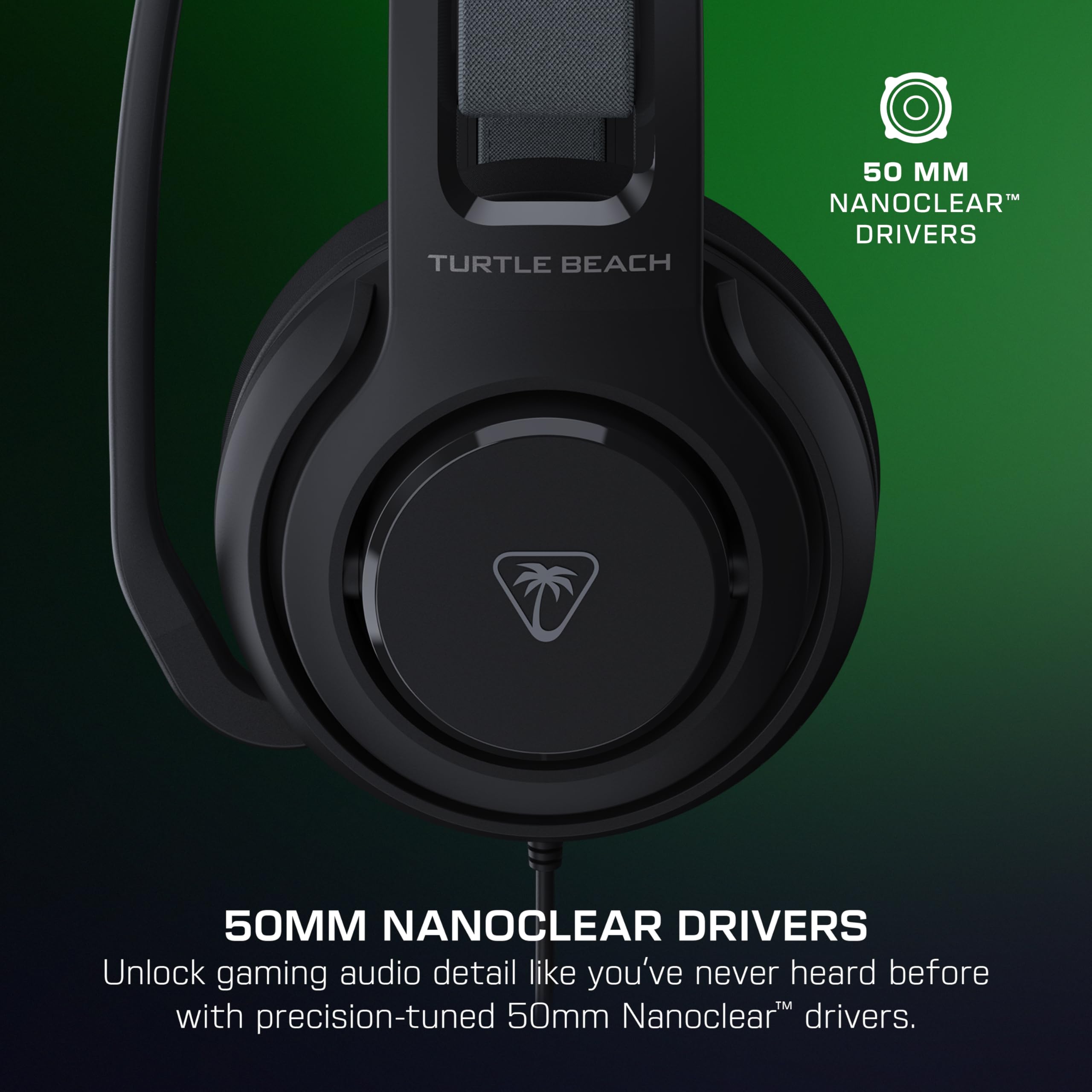 Turtle Beach Atlas 200 Cuffie da gioco multipiattaforma cablate per Xbox, PlayStation e PC con driver Nanoclear da 50 mm, microfono flip-to-mute, cuscini in memory foam