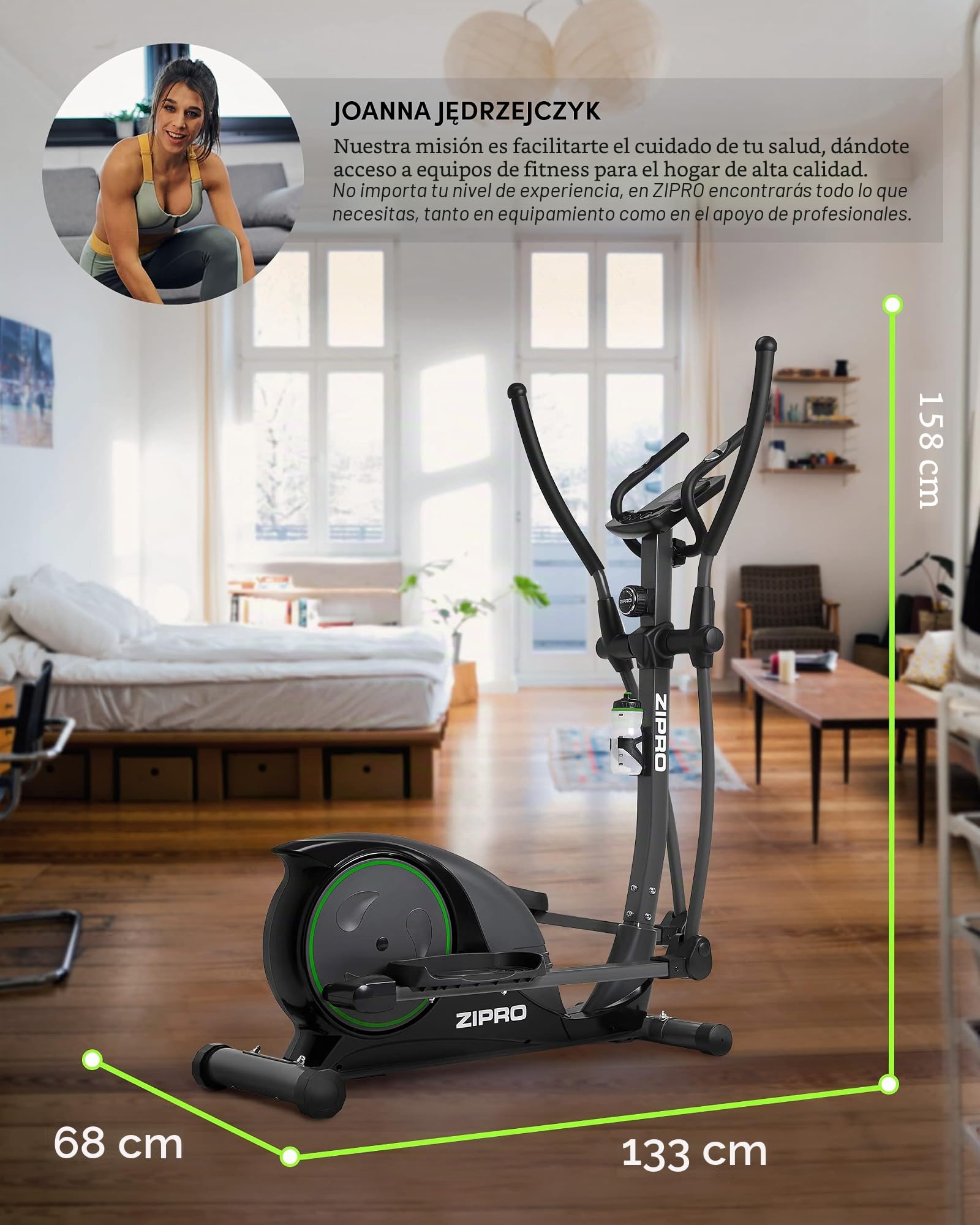 Zipro Elíptica Hulk, Resistencia de hasta 150 kg, Ideal para el hogar, Equipo de Entrenamiento Cardiovascular, máquinas de Ejercicio, Entrenador doméstico, 8 Niveles de Resistencia