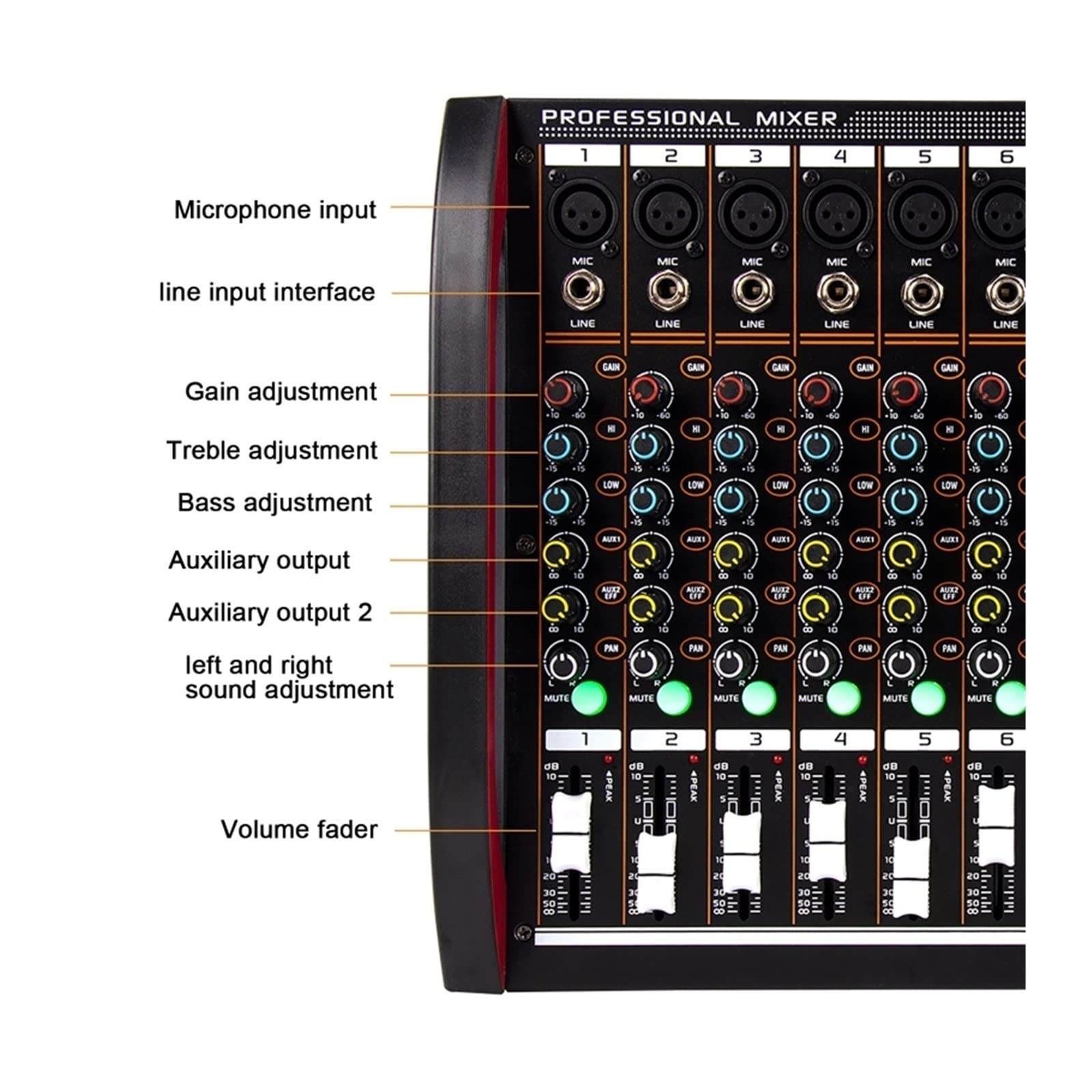 Mezclador de DJ, Mezclador Digital de 8 canales, consola mezcladora, USB, potencia ordenador, transmisión en vivo, grabación, equipo DJ profesional