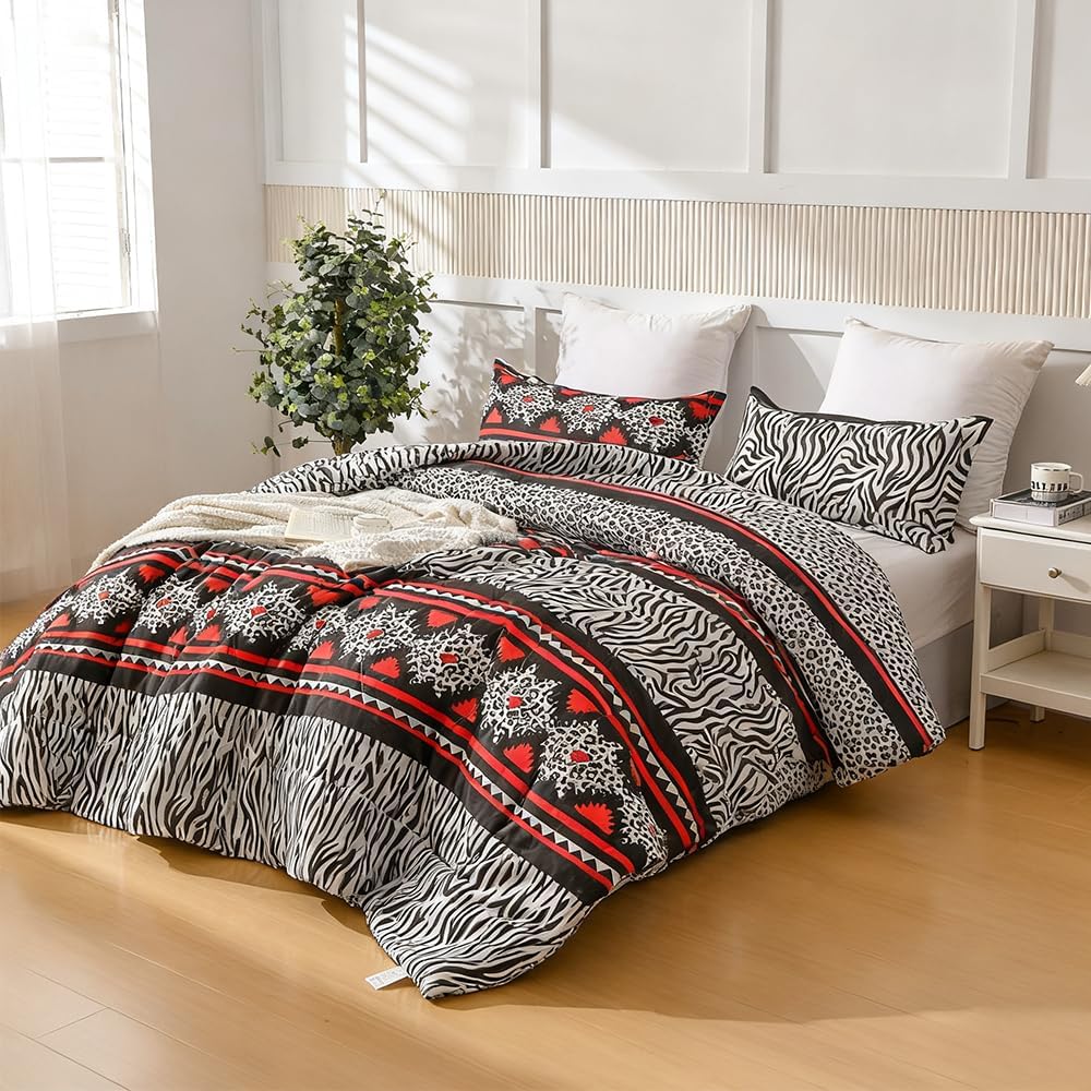 Shatex Twin Comforter Set 2 Pieces – Boho Soft Microfiber Bedding with Comforter and Pillow Sham, Multi-Color Floral, All Season