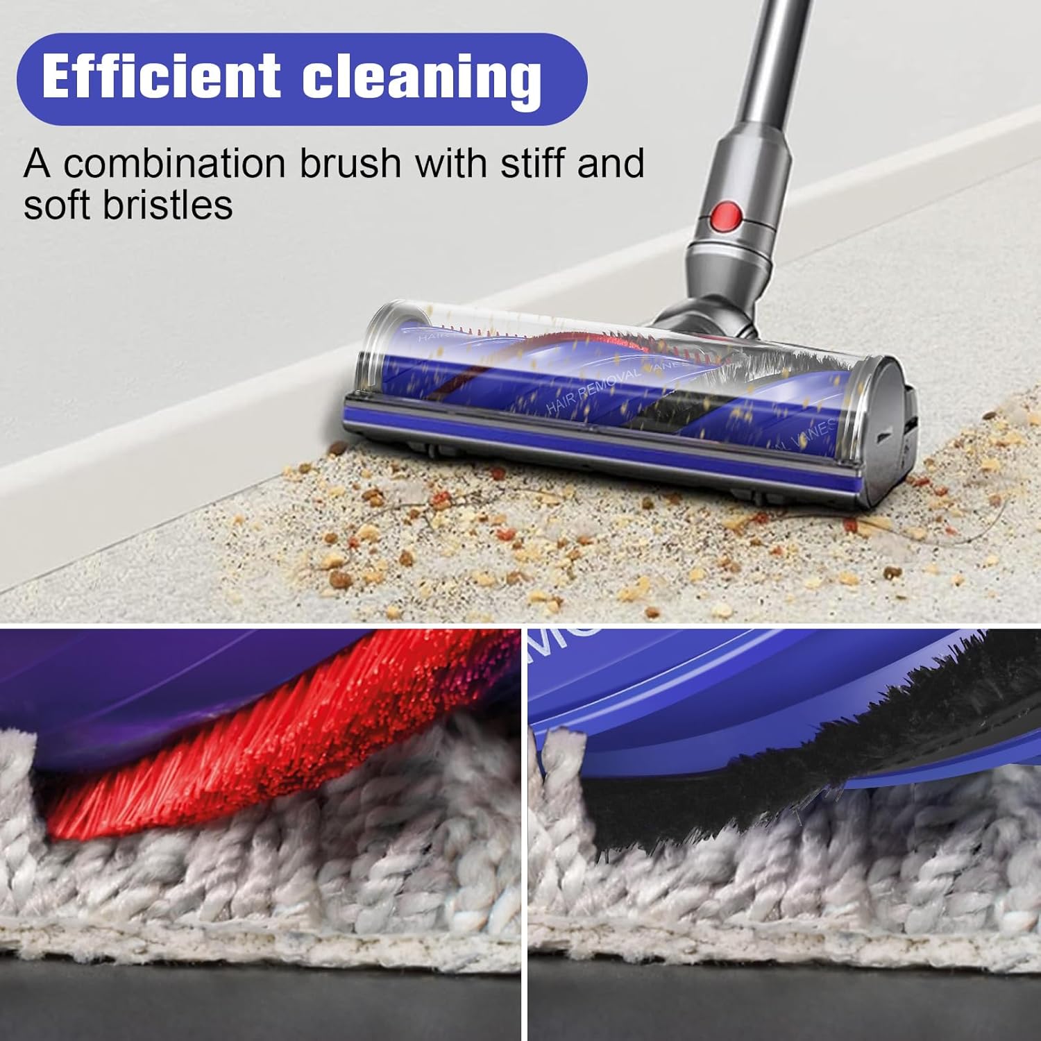 Upgraded V12 V9 Anti-Tangle Motorbar Replacement Brush Head Compatible with Dyson V9 Motorbar / V12 Detect Slim Cordless Vacuum Cleaners, Lightweight Hardwood & Carpet Floor Attachment