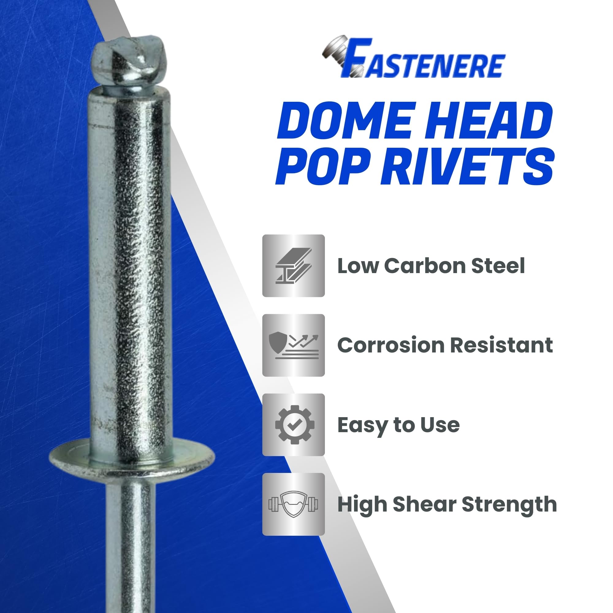Dome Head Pop Rivets Fastenere Pop Rivets 3/16 X 1/2 Inch - Heavy Duty ...