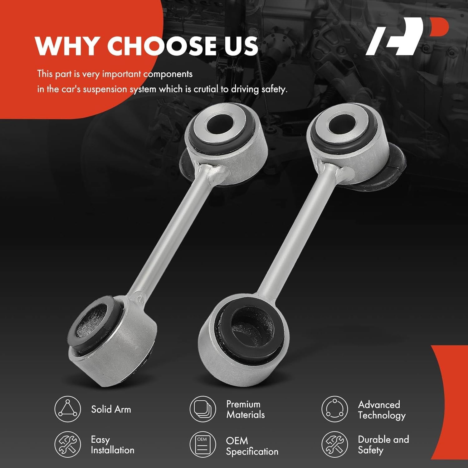 A-Premium 2 x Front Sway Bar Links Stabilizer Bar Links, Compatible with Mercedes-Benz E300 1996-1999, E320 1996-2003, E420 1997-1997, E430 1998-2002, E55 AMG 1999-2002