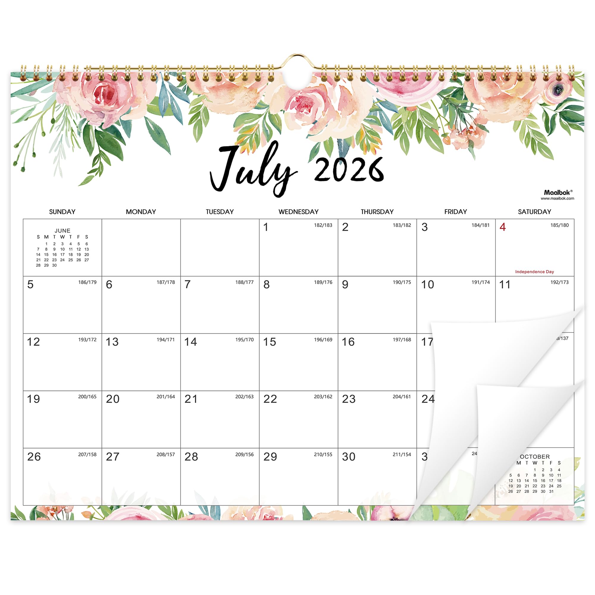 MaaIbok Calendar 2024-2025 - Wall Calendar 2024-2025 from July 2024 - December 2025, 14.6'' x 11.4'', Twin-Wire Binding, Large Blocks with Julian Dates