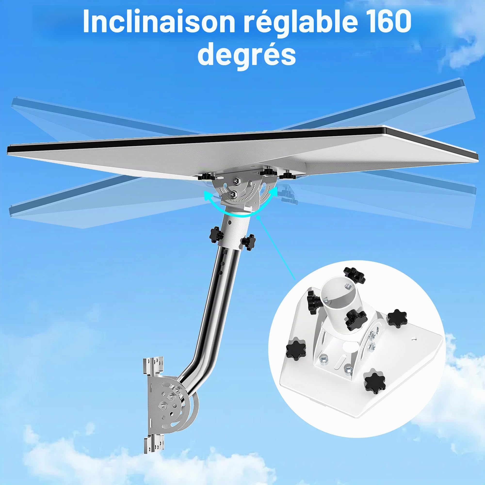 Support mural standard pour Starlink de troisième génération, réglable à 360 degrés, kit d'installation pour Internet par satellite Starlink, compatible avec l'antenne standard Gen3 (V3) de Starlink