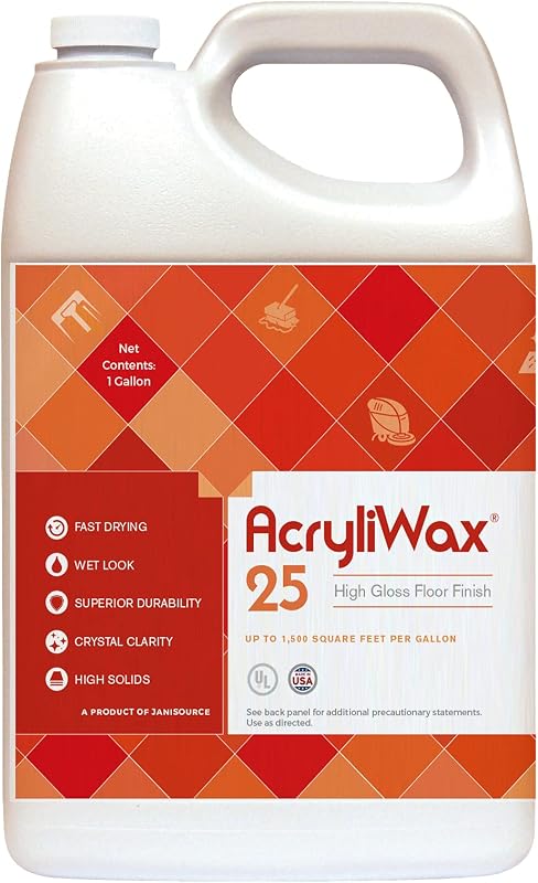 Acryliwax 25 cera para pisos comerciales de alto brillo y acabado para pisos, 1 galón…