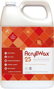 Acryliwax 25 High Gloss Commercial Floor Wax & Floor Finish 1 Gallon...