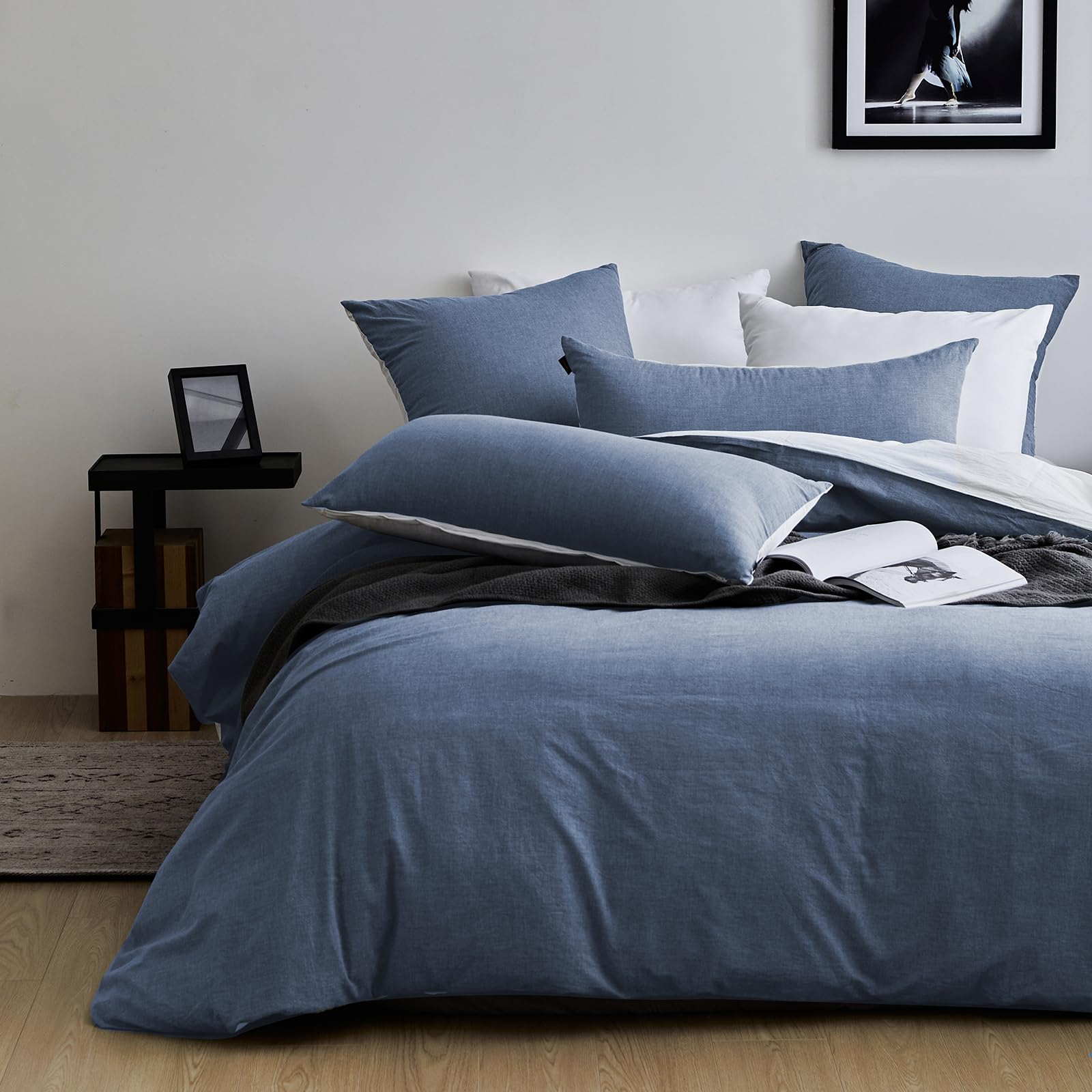 Parure de lit 220x240 coton pour chambre cosy bleu