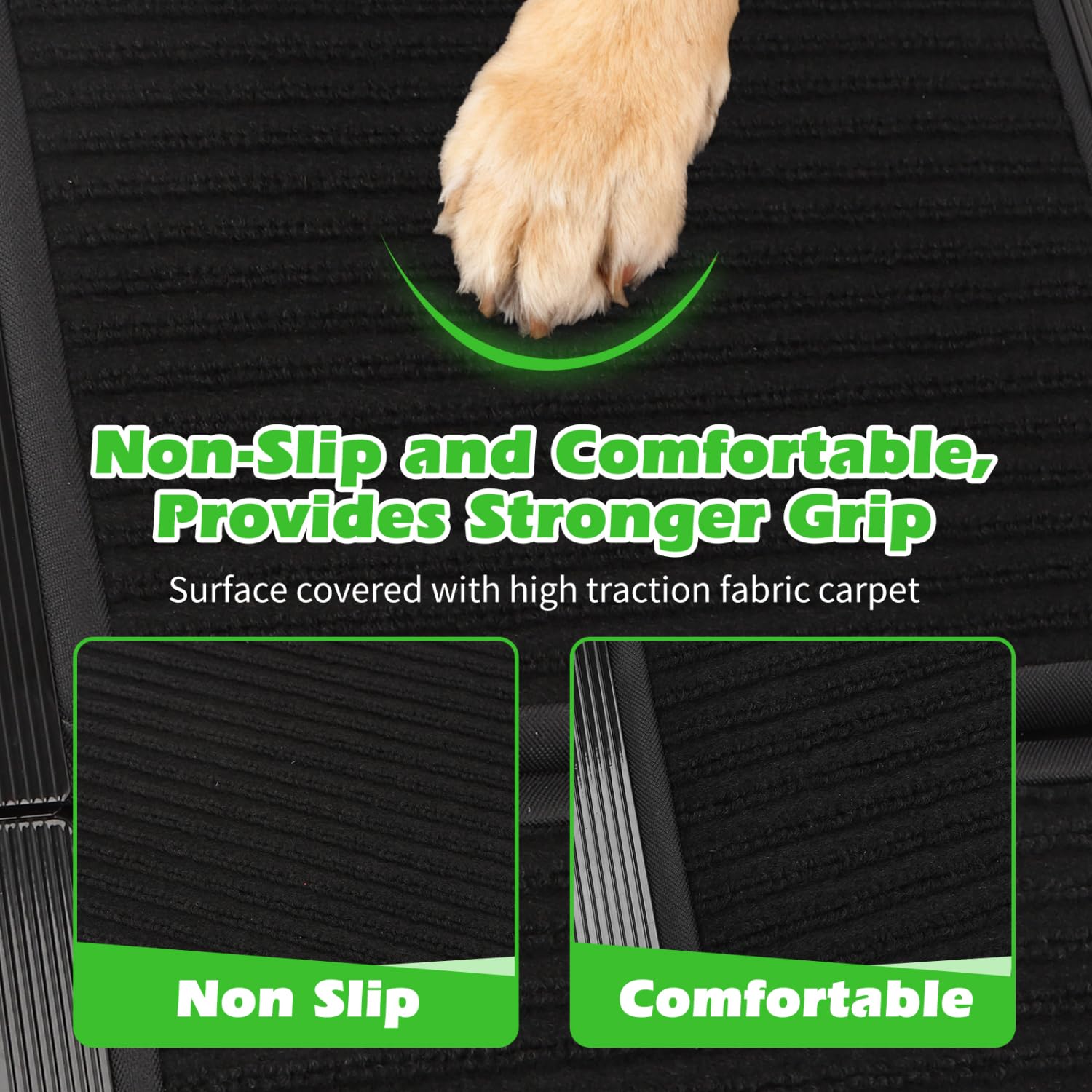 Nobleza - Rampa para Perros para Coche 170 cm, Rampa Plegable Cama para Mascotas de Metal con Alfombra Antideslizante para Perros Menos de 110kg, Escalera para Perros Medianos Grande