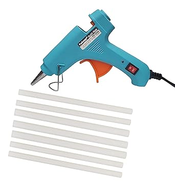 Fadman Electric 20W Turquoise Mini Hot Melt Glue Gun With 7 Pcs Hot Melt Glue Stick Standard Temperature Corded Glue Gun (7 mm)