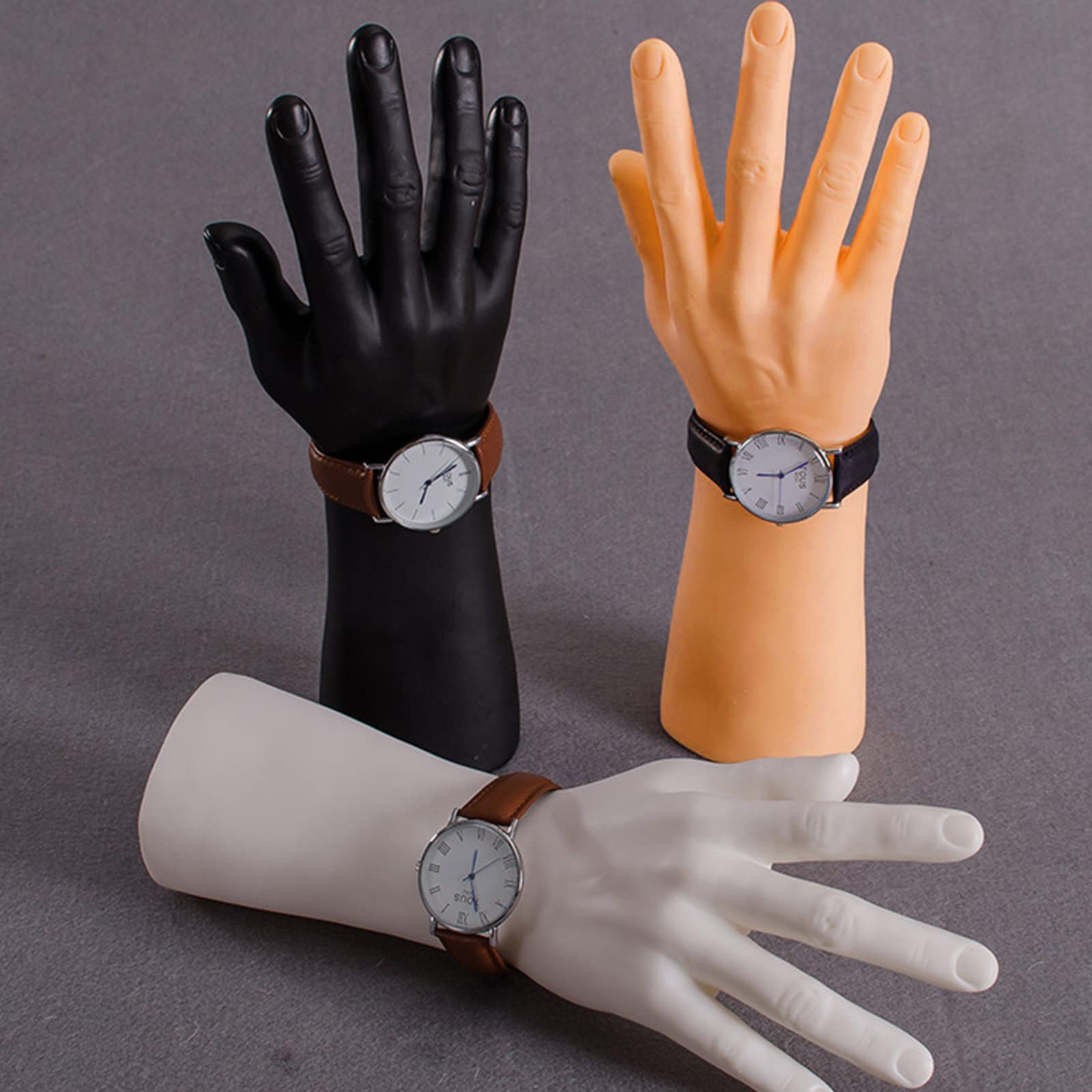 COPLKY Jewelry Display Stand Simulation Men's Hand Model Hand Bracket Male Watch Jewelry Glove Display Hand Model Skin Color Colorless Black