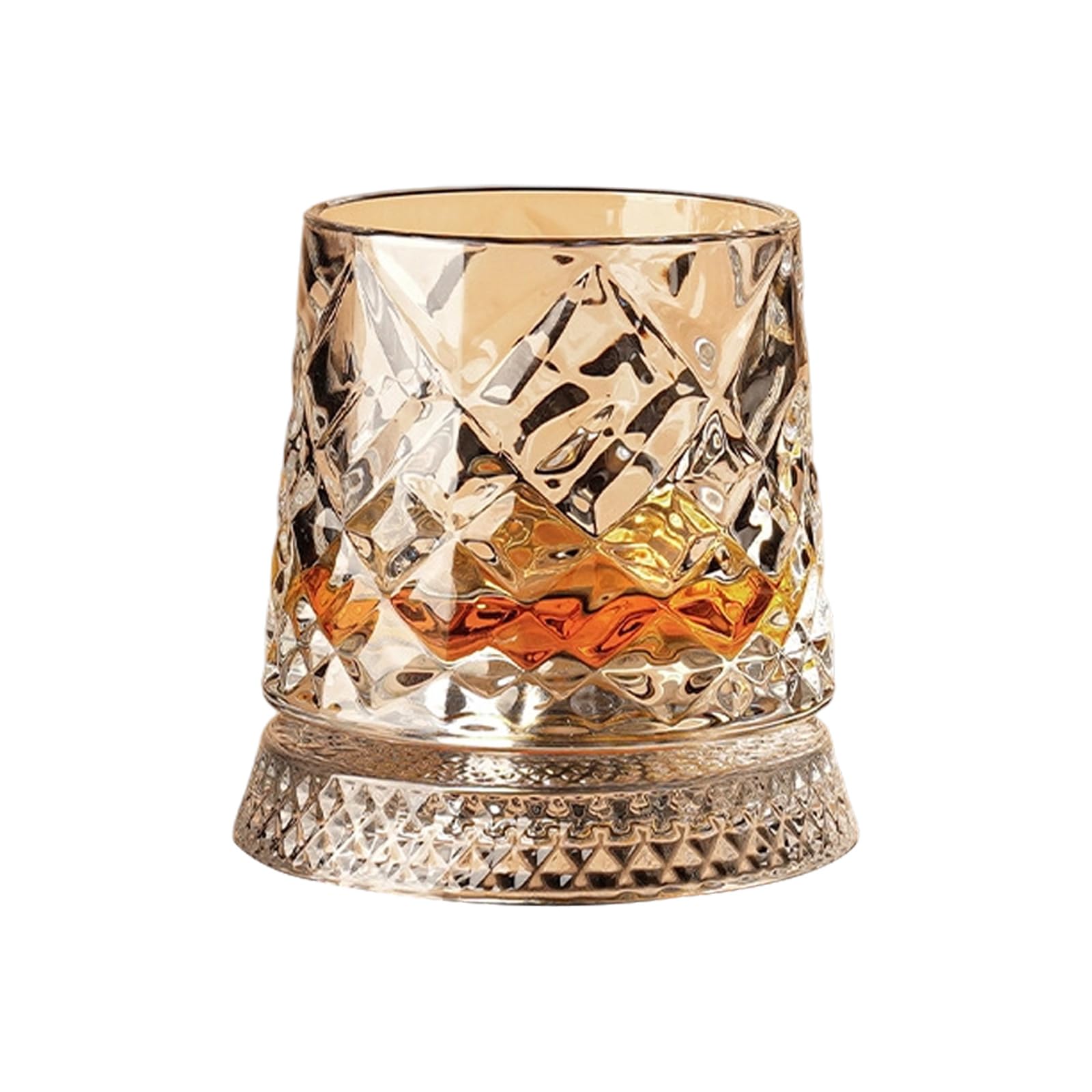 LUCKGONI 360 Degree Rotating Crystal Whiskeys Glass with Base Elegant Beverage Drinking Cup Home Drinkware