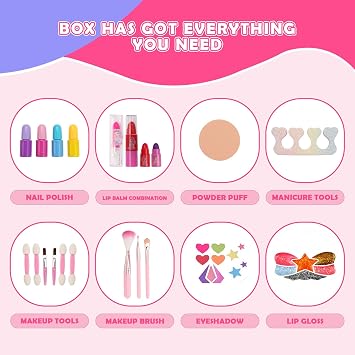 Kids Makeup Sets for Girls, Washable and Safe Make Up Set Girls Toys, Childrens Princess Play Games Toys Presents, Princess Christmas Birthday for Age 3-12 Year Old Girl