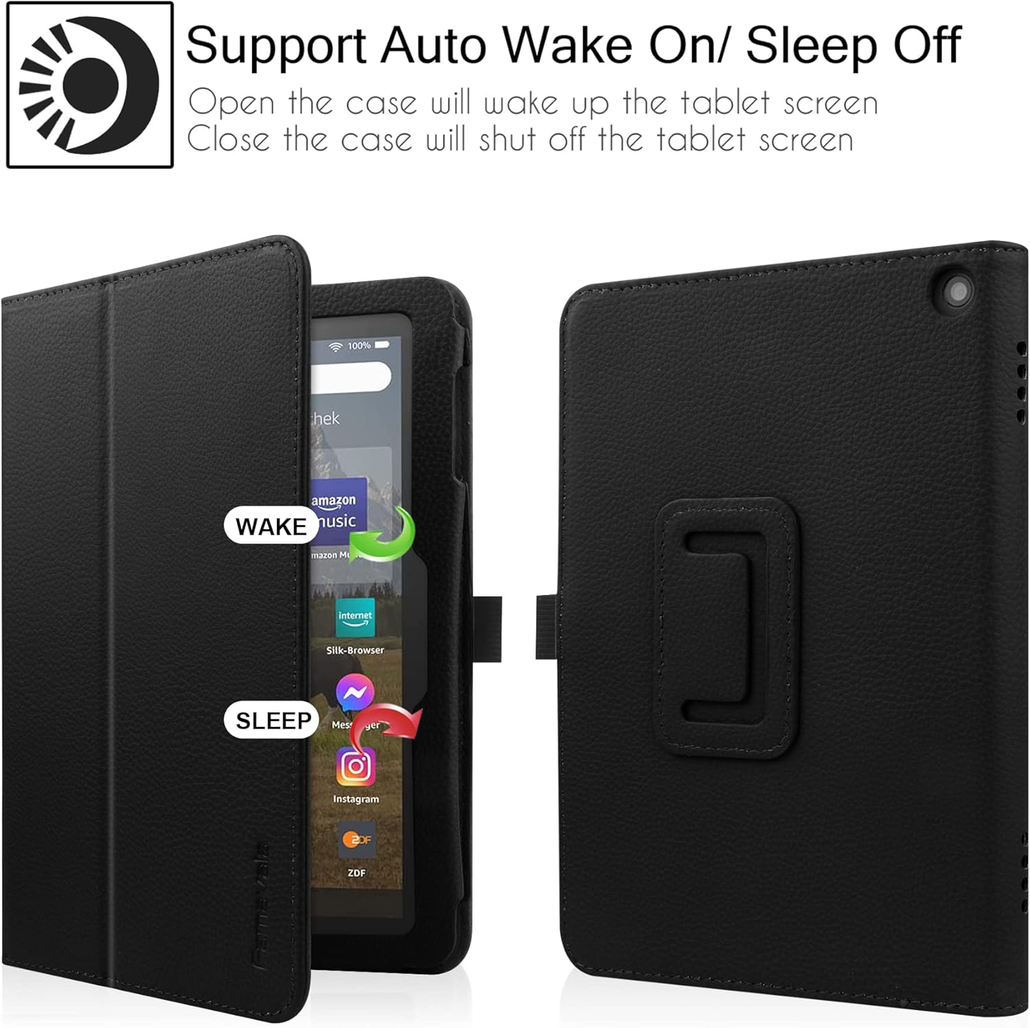 Famavala Folio Case Cover for All-New  Fire HD 8 & 8 Plus Tablet (12th Generation/10th Generation, 2022/2020 Release) (Black) : Electronics