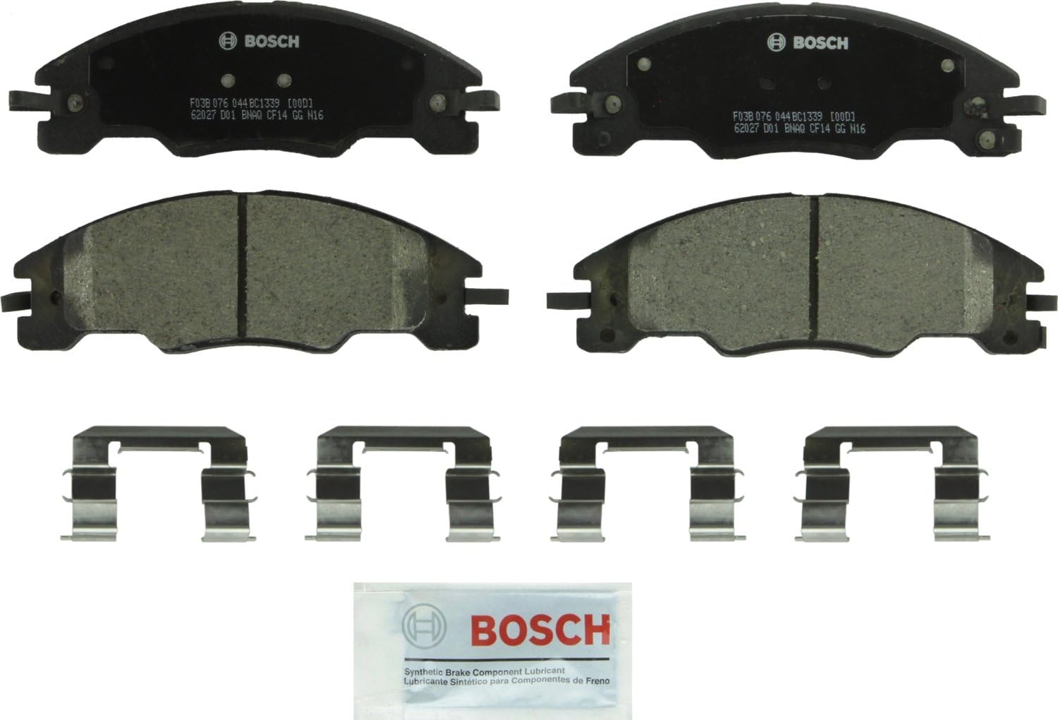 BOSCH BC1339 QuietCast Premium Ceramic Disc Brake Pad Set - Compatible with Select Ford Focus; FRONT