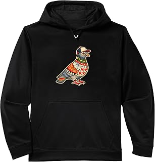 Hip Pigeon Bird wearing a Snapback Hat, Birdwatching Performance Hoodie