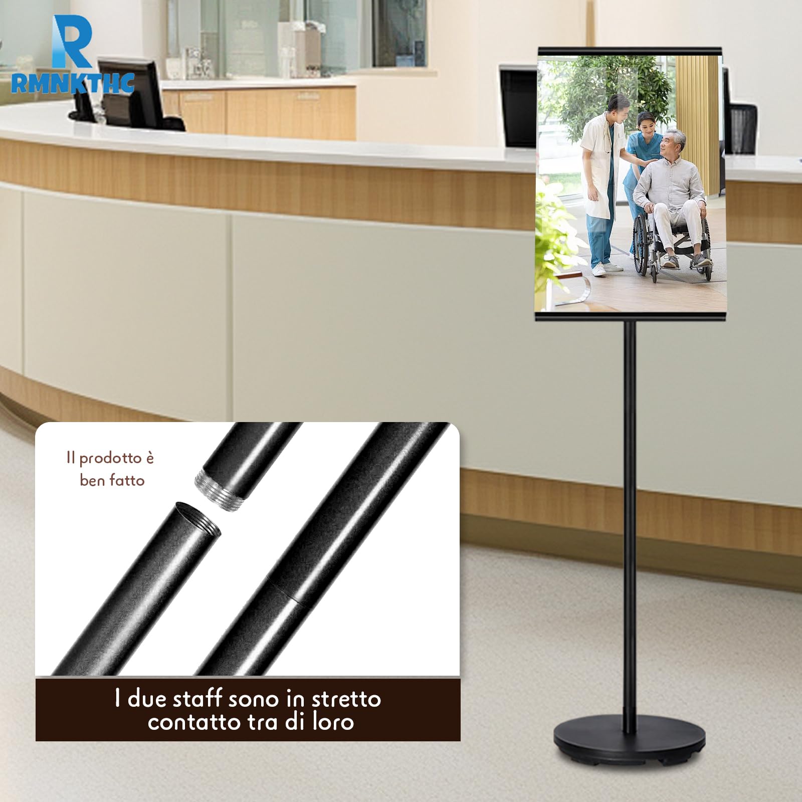 Supporto per presentazione, formato A3, in lega di alluminio, regolabile, impermeabile, per negozio/ingresso/eventi (nero)