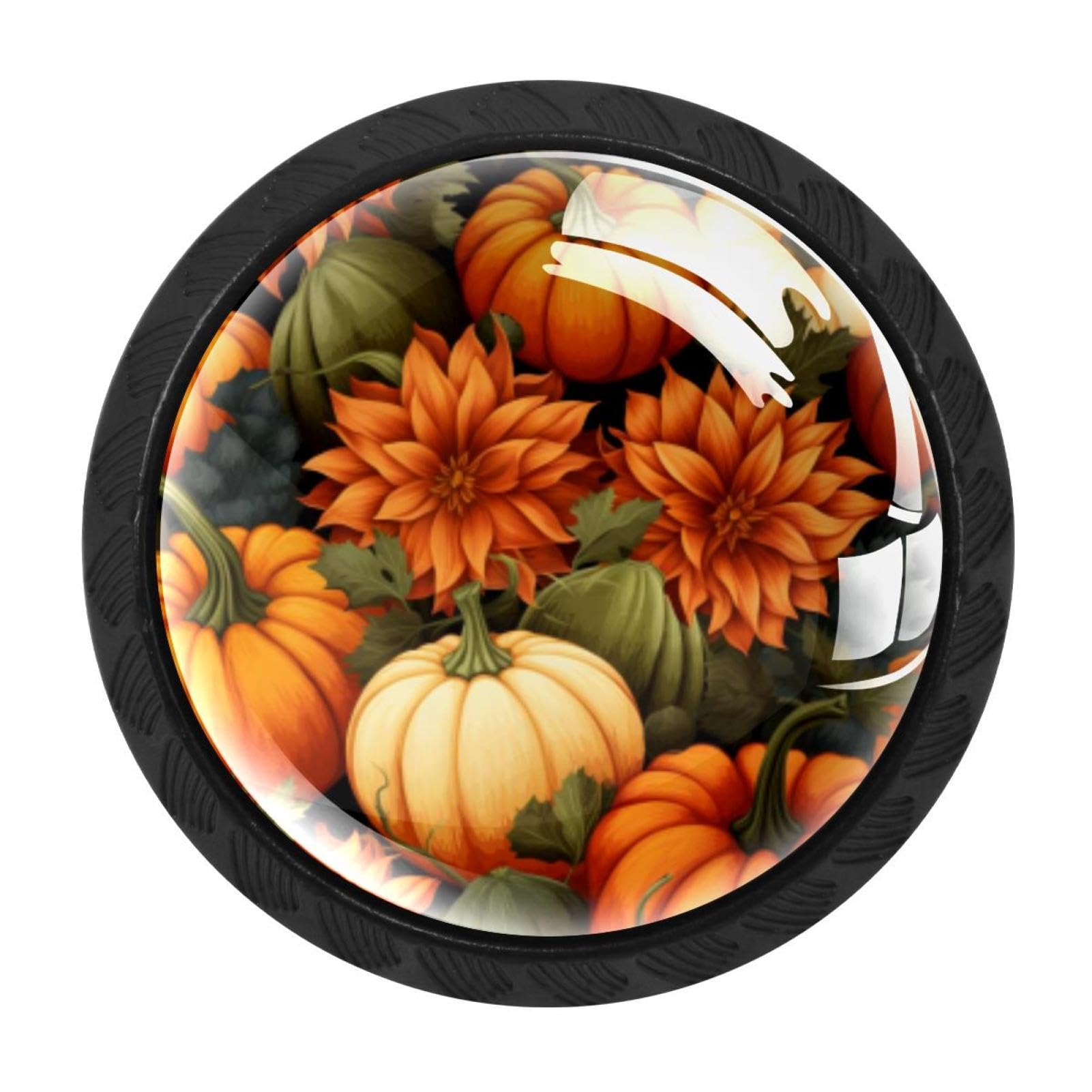 CHENZZZZ 4 Pack Black Thanksgiving Pumpkin Kitchen Handles, Cabinet Pulls Hardware for Cupboard Drawer Knobs Dresser Pulls