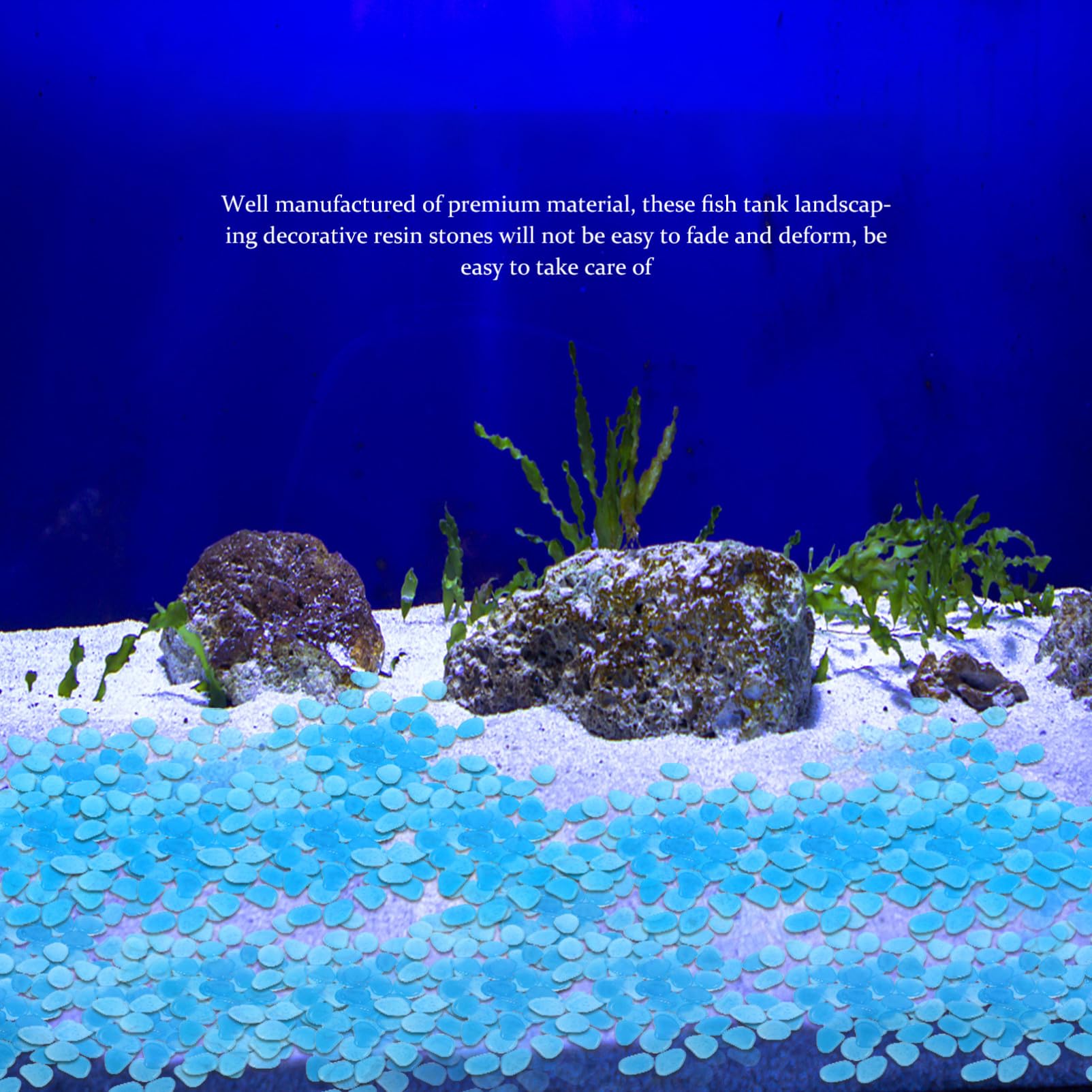 500 Piezas pecera de Piedra Fluorescente Rocas de Acuario a Granel Rocas noctilucentes Rocas de pecera Piedra Acuario Adornos Acuario Piedras de Acuario Rocas Luminosas Resina Blue