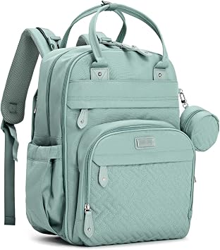 BabbleRoo Diaper Bag Backpack - Baby Essentials Travel Bag - Multi Function Water Resistant Diaper Bag, Travel Essentials Baby Bag with Changing Pad, Stroller Straps & Pacifier Case Sage Green