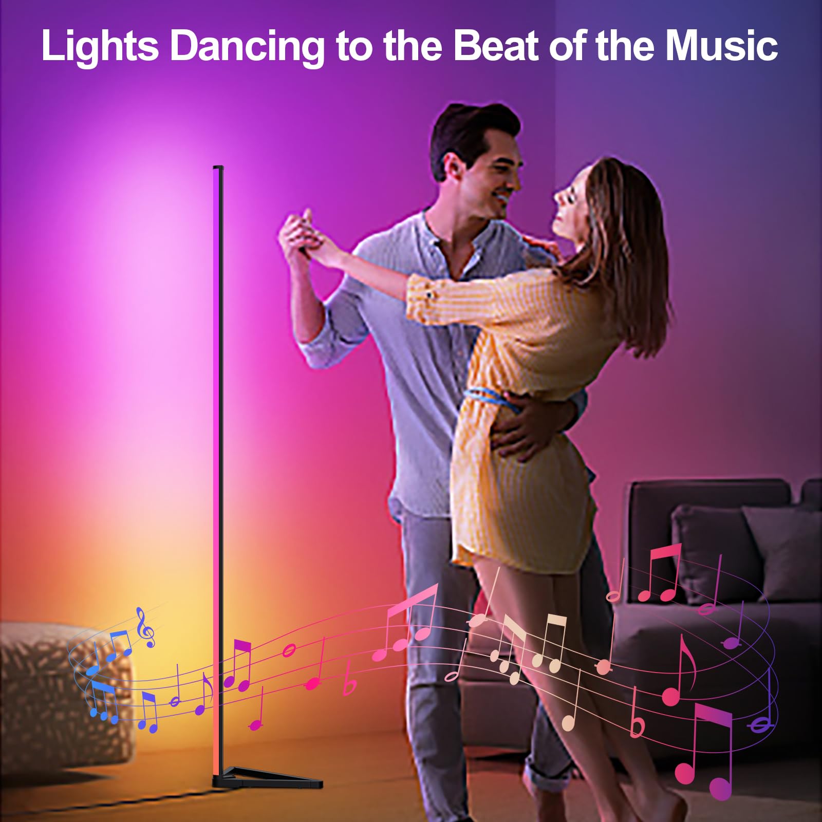 LED Stehlampe Wohnzimmer, 140cm Ecklampe RGB Dimmbar mit Fernbedienung und APP, 16 Millionen Farben, Musikmodi, DIY-Modus & Timing -Funktion für Schlafzimmer, Spielzimmer, Büro, Lesesaal