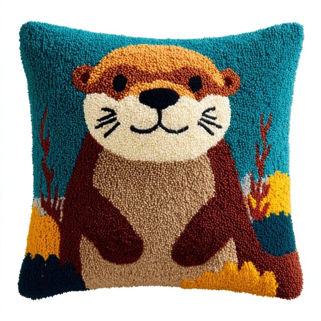 Taxpy F Diy Latch Hook Pillow Kit Otter 17X17 Inch