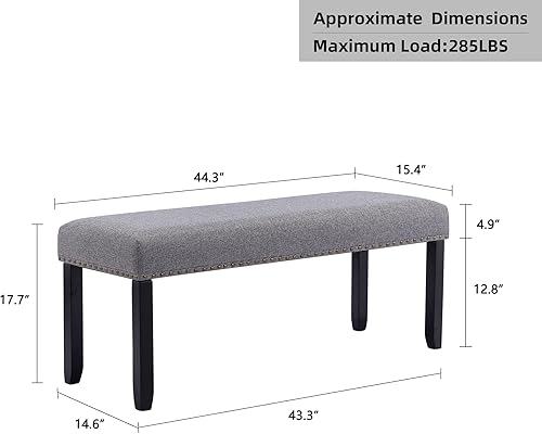 Miniatura 2 de DUHOME Banco de entrada tapizado, banco de tela para dormitorio, banco otomano, banco de pie de cama, banco de comedor con patas de madera con
